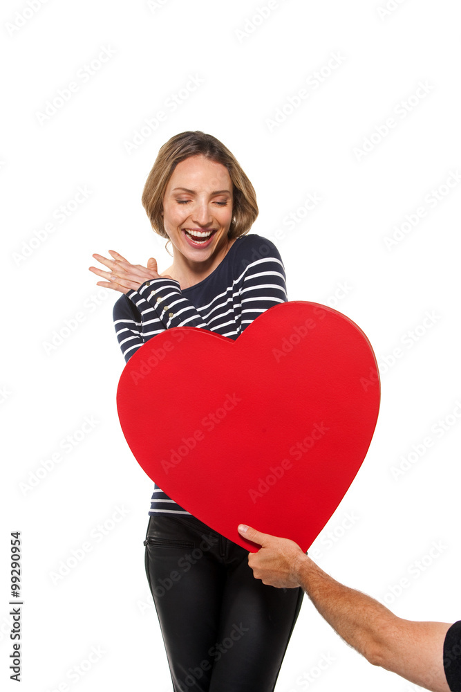 Love story - Man offering his heart to a young woman Love story - Man offering his heart to a young woman