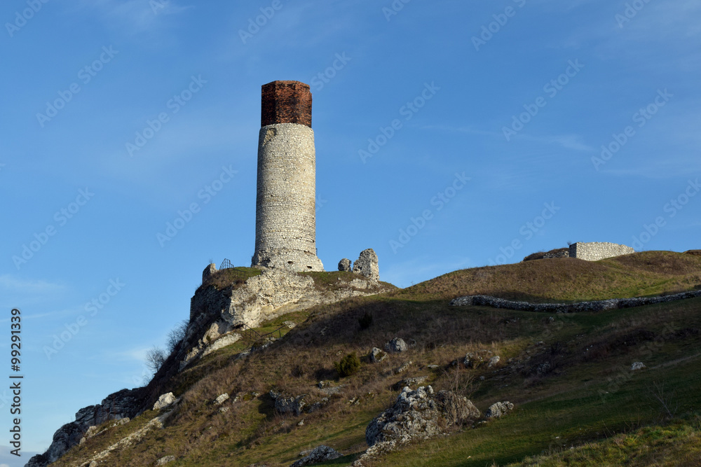 Ruined medieval castle in Olsztyn, Poland