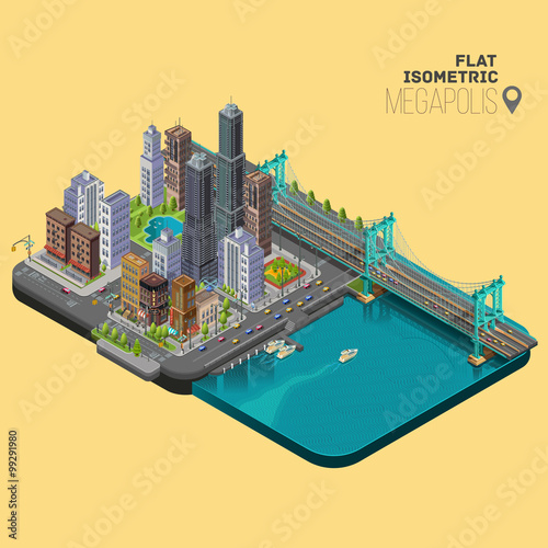 Isometric city,megapolis concept