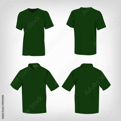 Sport green t-shirt and polo shirt isolated set vector