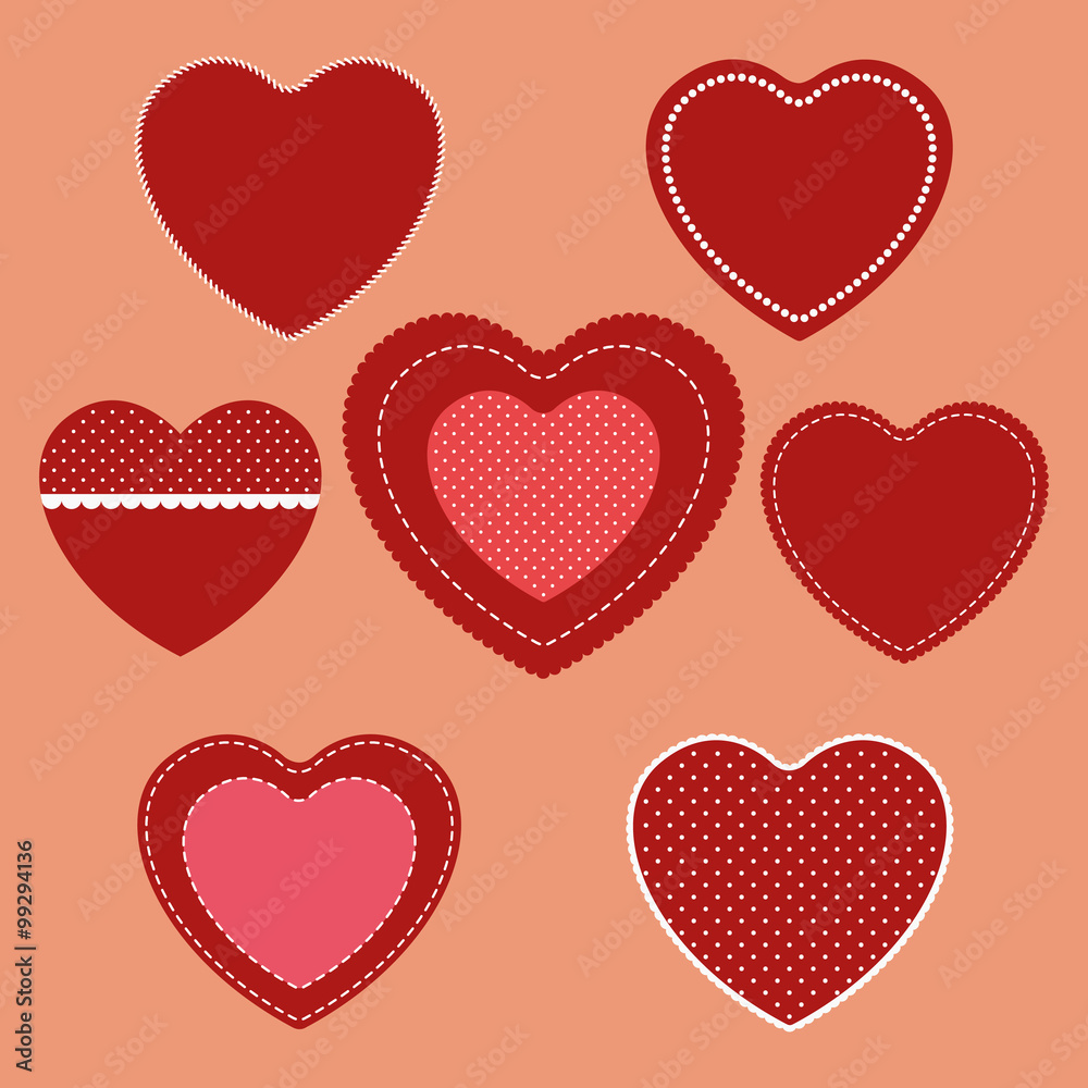 Set of love hearts. Vector illustration, eps 8.