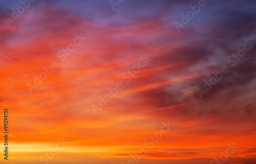 Fiery orange sunset sky. Beautiful sky. © es0lex