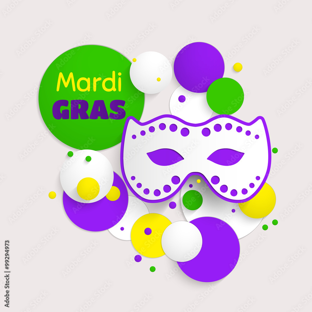 Mardi Gras party poster design. Template of poster.