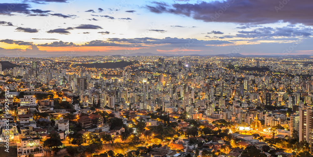 View of Belo Horizonte after sunset , Minas Gerais , Brazil .