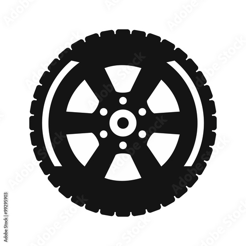 Black wheel flat icon