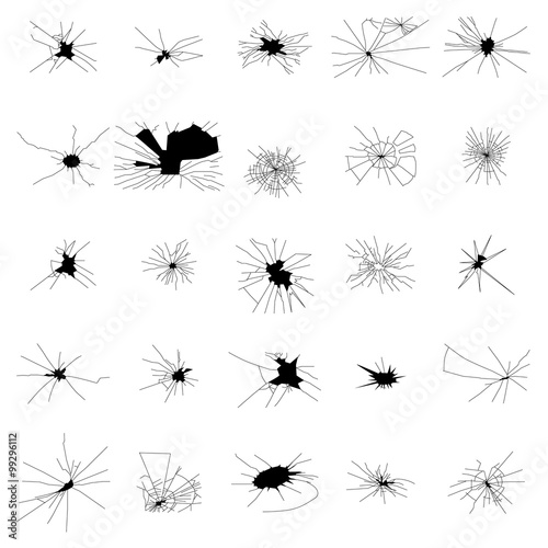 Broken glass silhouettes set