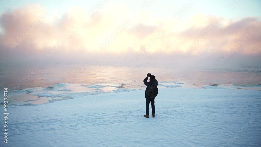 man take photo on the ice man take photo on the ice