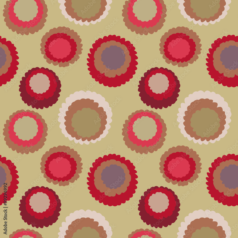 Seamless geometric polka do spotty pattern. Motley texture with circles. Round blots doodles. Brown, red, green soft colors. Winter theme. Vector Seamless geometric polka do spotty pattern. Motley texture with circles. Round blots doodles. Brown, red, green soft colors. Winter theme. Vector