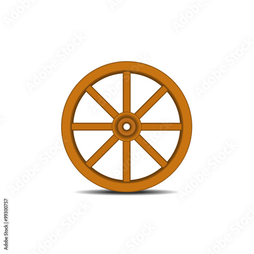 Vintage wooden wheel with shadow