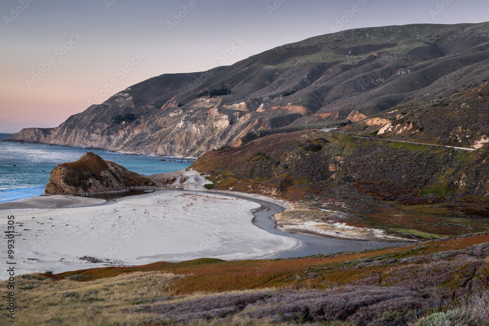 Sunset over Little Sur River, Big Sur, California