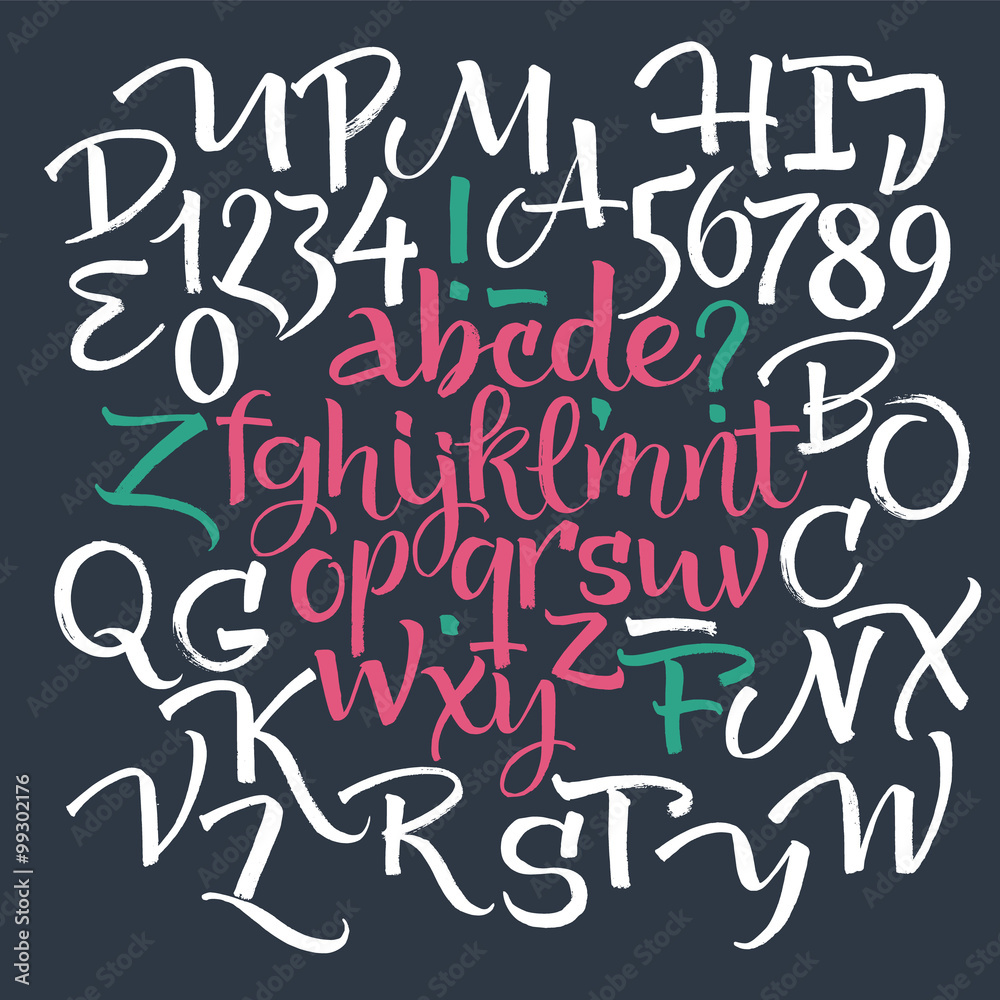 Vector alphabet. Hand drawn letters. Letters of the alphabet written with a brush. Vector alphabet. Hand drawn letters. Letters of the alphabet written with a brush.