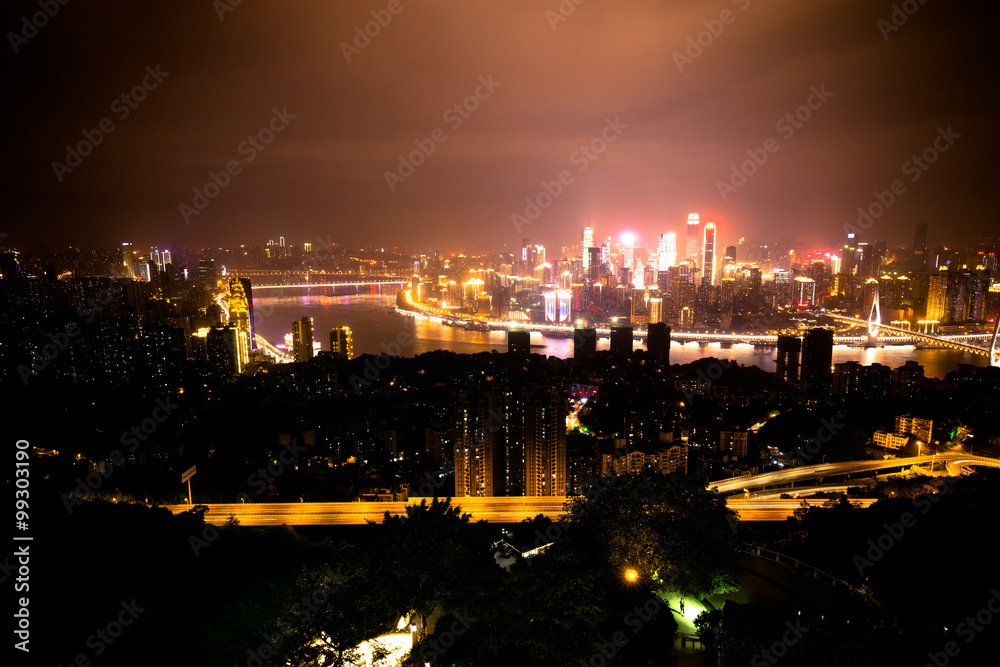 China Chongqing city skyline at night