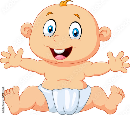 Cute baby boy sitting isolated on white background 
