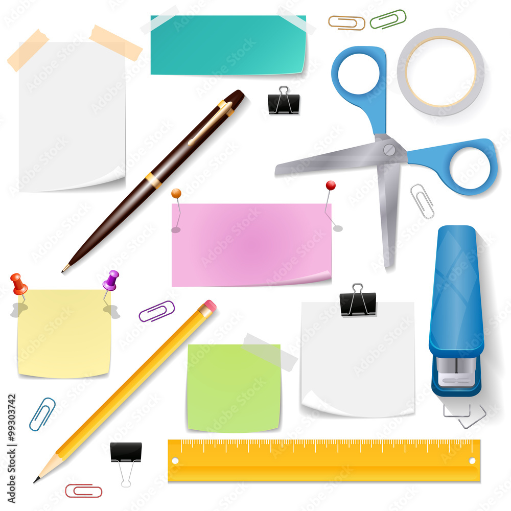 Office supplies vector set Office supplies vector set