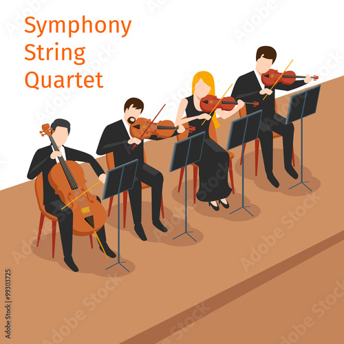 Symphonic orchestra string quartet vector background concept photo