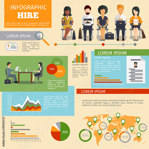 Human resources personnel recruitment vector infographics