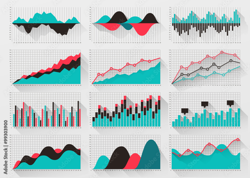 Charts elements for business infographics - obrazy, fototapety, plakaty 