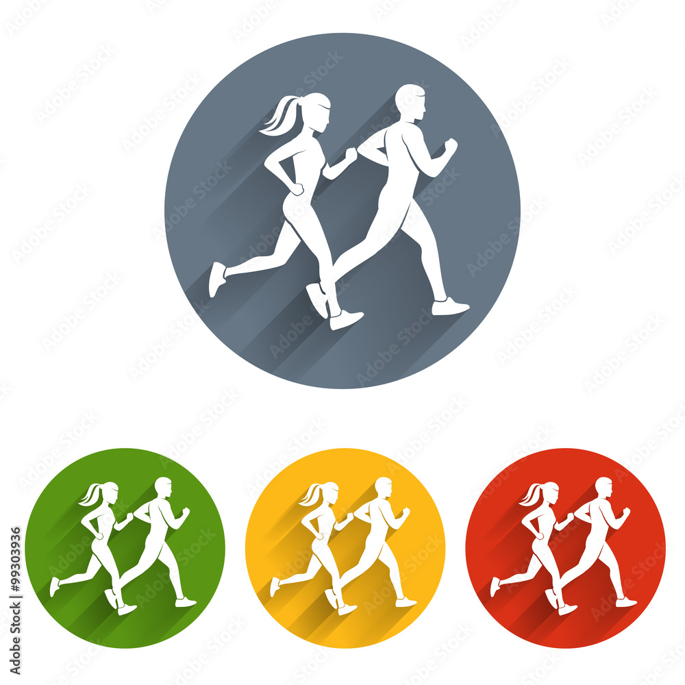 Obraz premium Running silhouettes icon