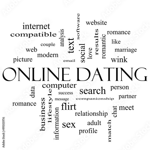 Online Dating Cloud Concept in black and white