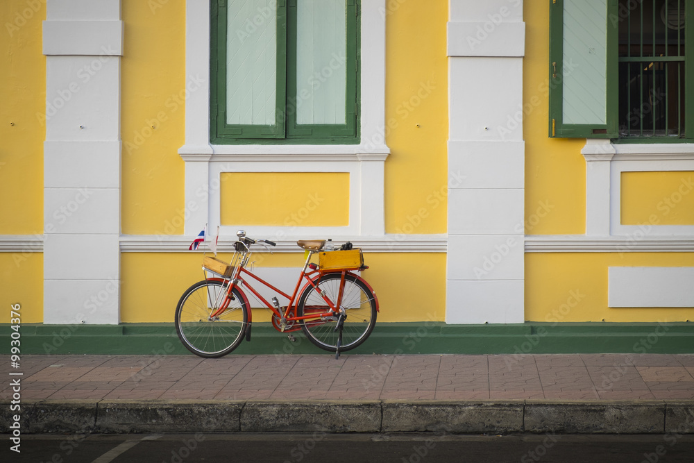 Bicycle against the building