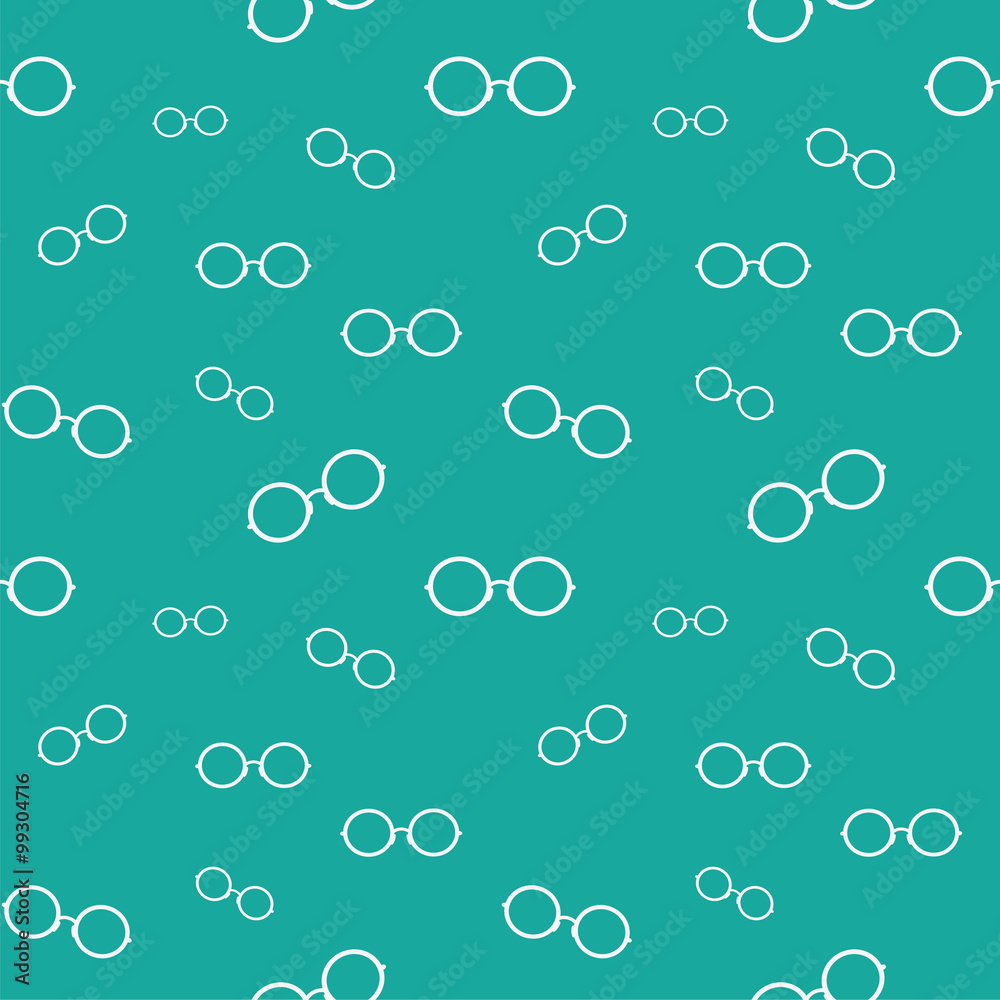 Vector seamless pattern with glasses on blue background. wallpap