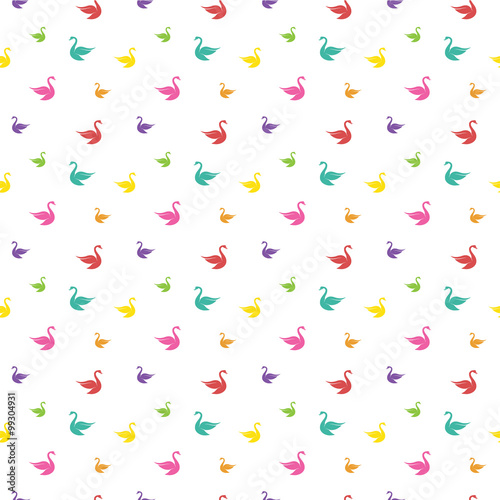 Vector seamless pattern with swan on white background. wallpaper