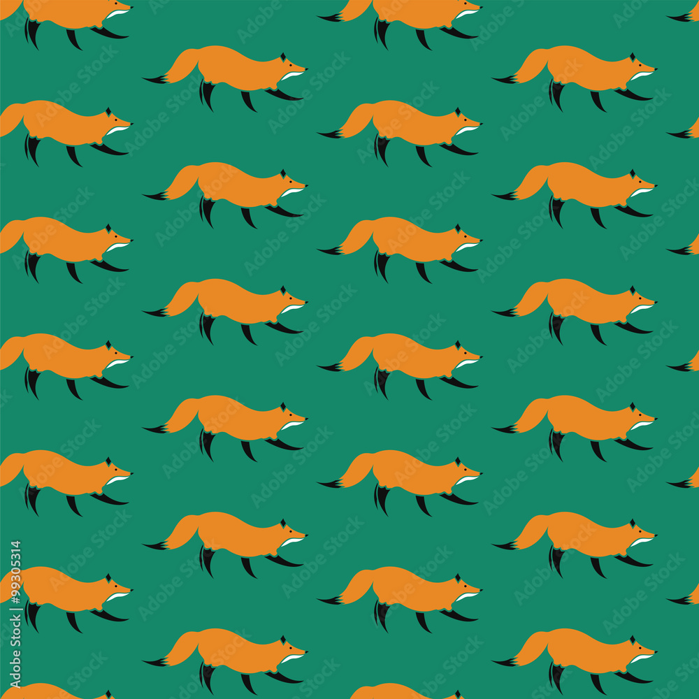 fox vector art background design for fabric and decor. Seamless fox vector art background design for fabric and decor. Seamless