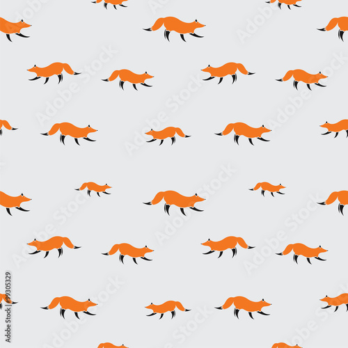 fox vector art background design for fabric and decor. Seamless