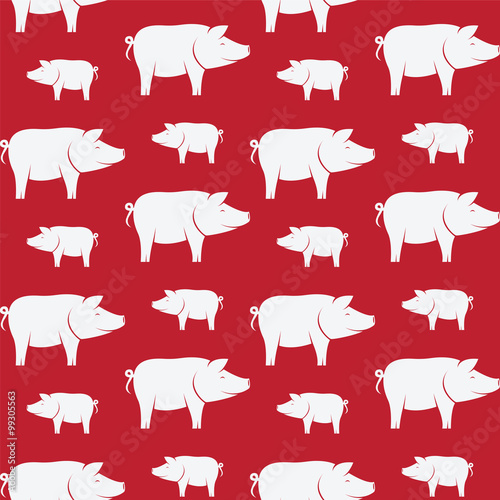 Pig vector art background design for fabric and decor. Seamless © yod67