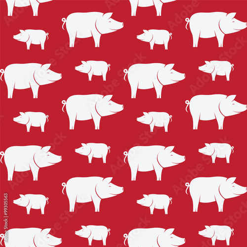 Pig vector art background design for fabric and decor. Seamless