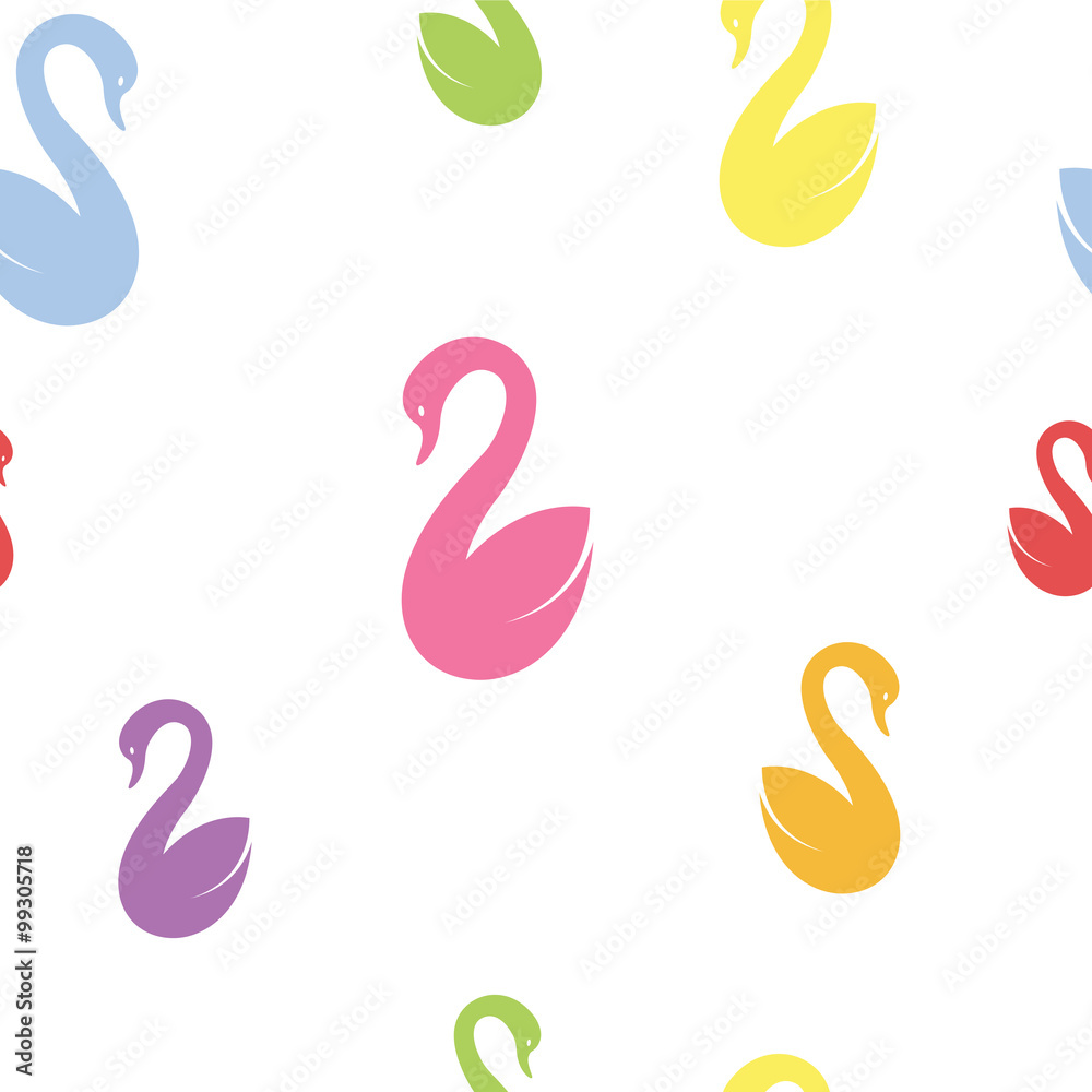 Vector seamless pattern with swan on white background. wallpaper Vector seamless pattern with swan on white background. wallpaper