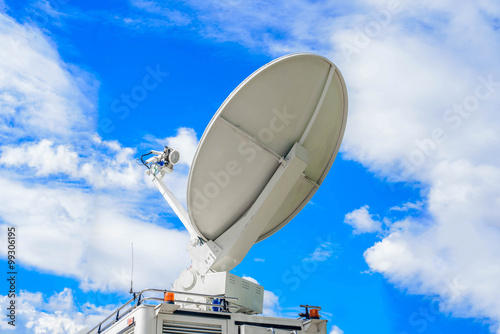 Satellite Dish on Mobile DSNG on Blue Sky
