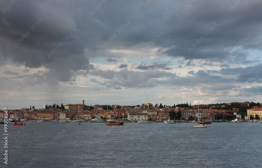 Port of Rovinj in the summer cloudy day