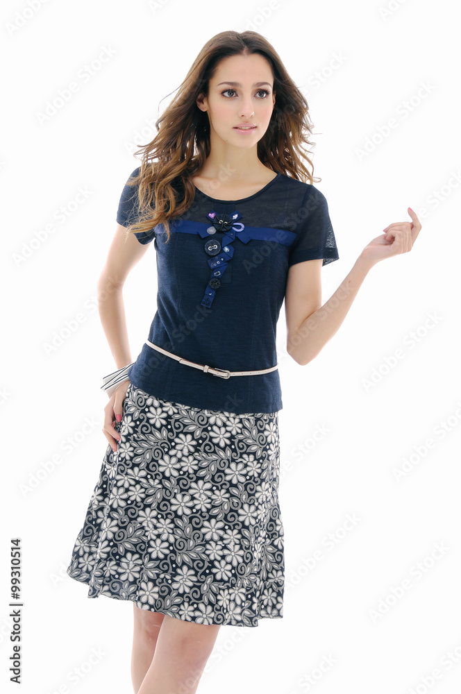 Young woman standing posing against on white background Young woman standing posing against on white background
