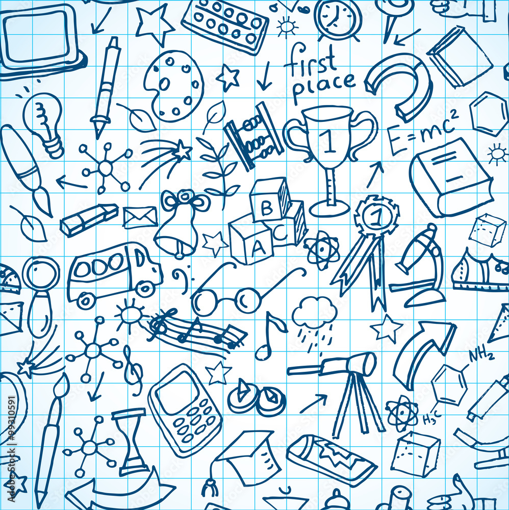 seamless shool doodles