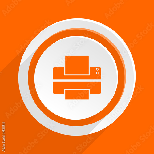 printer  flat design modern vector orange icon for web and mobile app
