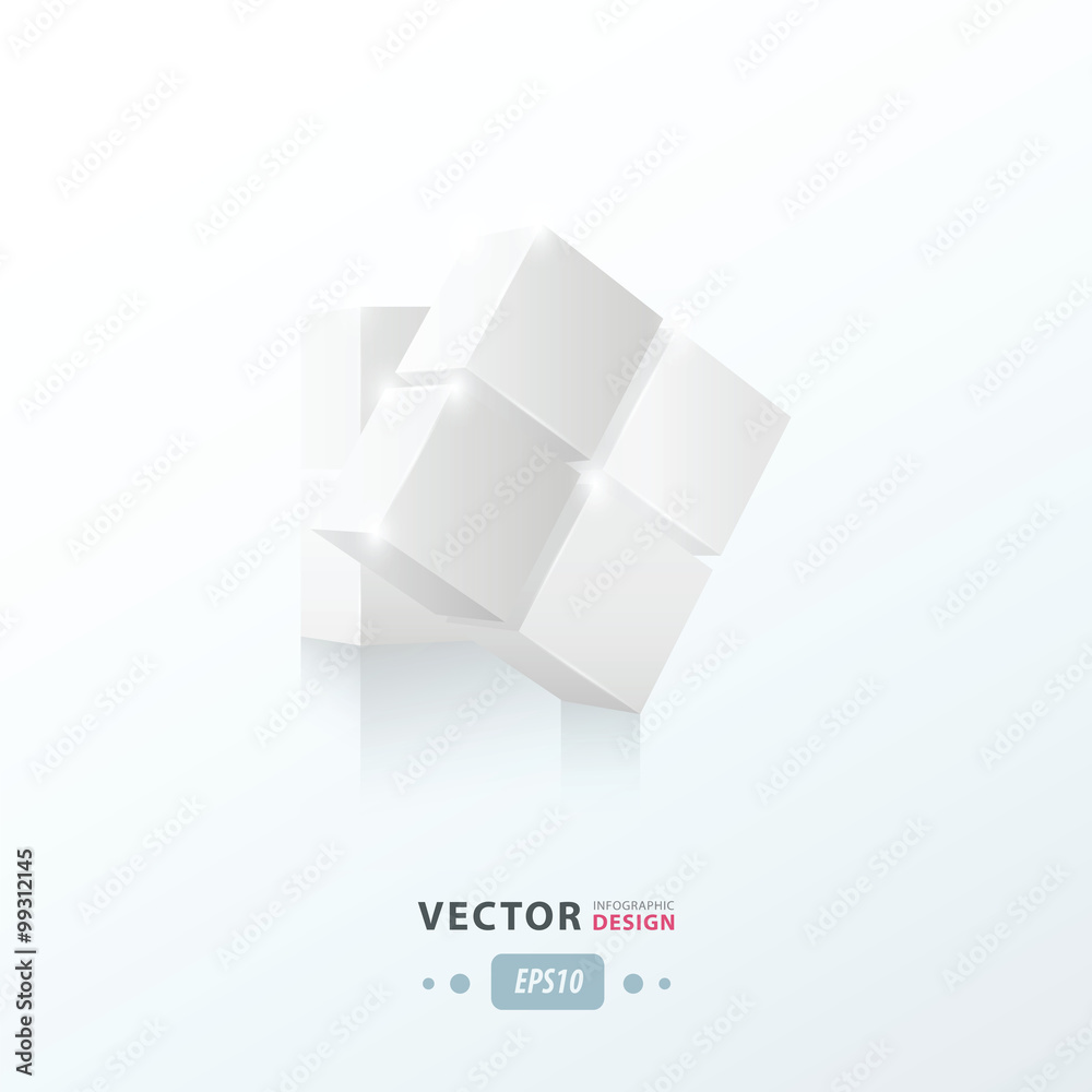 3D Cube twist white color 3D Cube twist white color