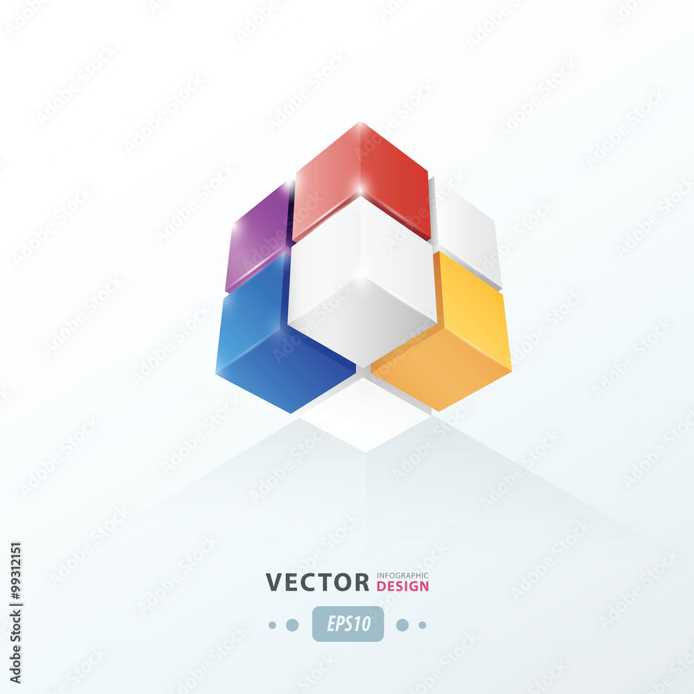 Fototapeta premium Cube Worm View pink, blue, orange, Purple color