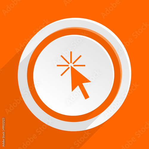 click here  flat design modern vector orange icon for web and mobile app
