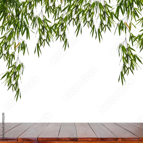 Wood floor on bamboo leaves frame