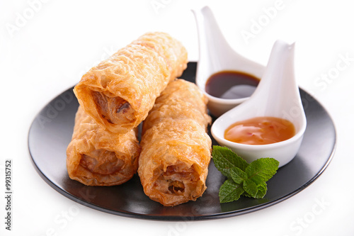 spring roll isolated on white photo