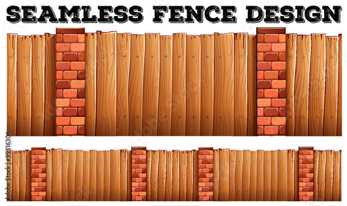 Seamless fence design with brick poles