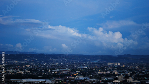 Aerial City Panorama at Twilight