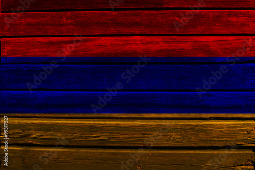 Flag of Armenia on wood