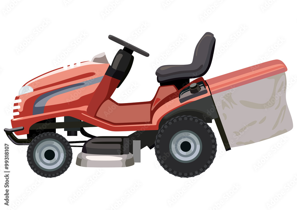Red lawn mower