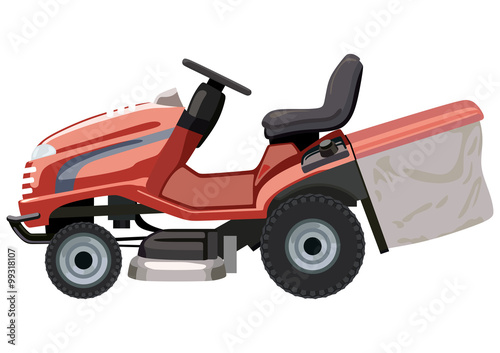 Red lawn mower