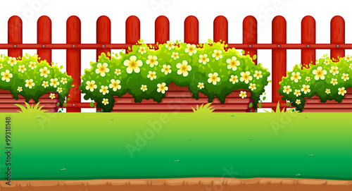 Flowers and fence in the garden