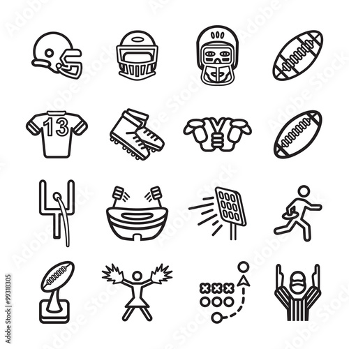 American football icon set. Vector eps10.