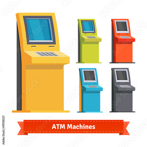 Colorful ATM Machines, terminals or info kiosks