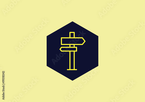 Sign Board - Wood Post Icon Logo